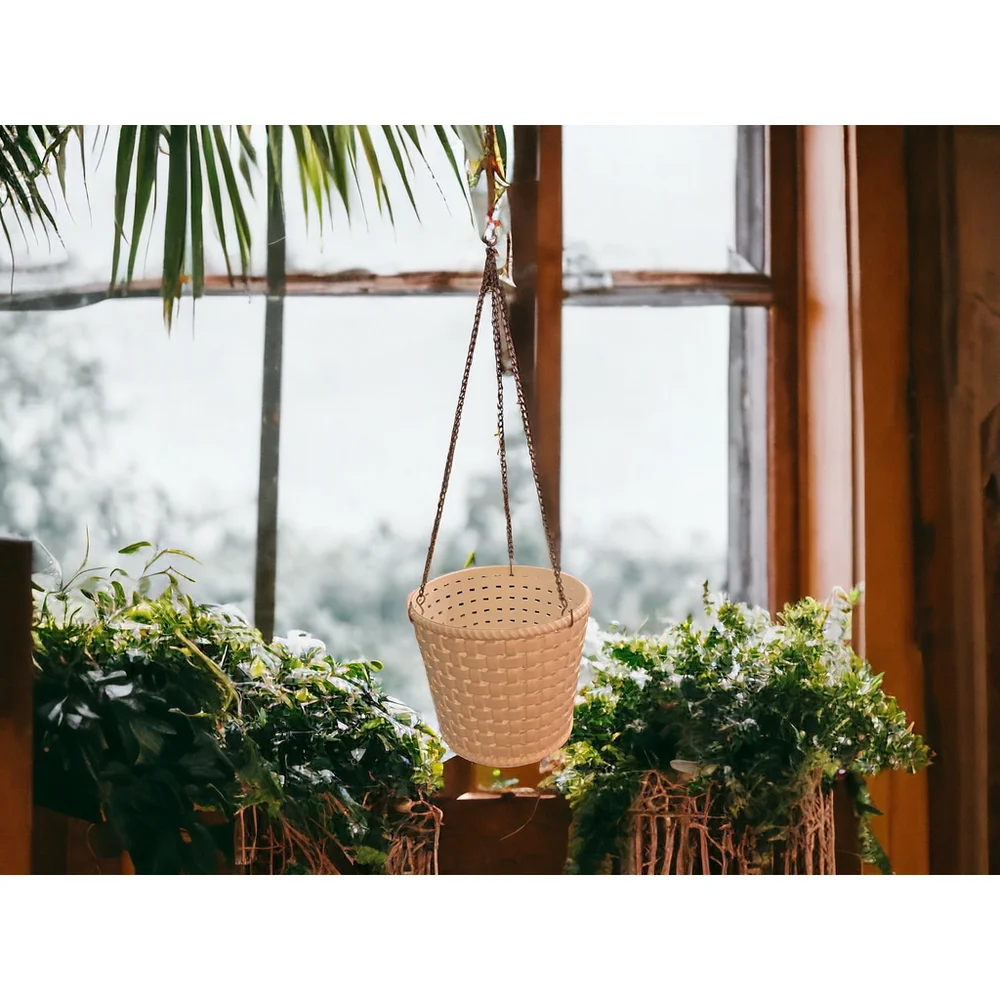 Rare 70s MCM BOHO Basket Original Stickers & Removable Gold Hanging Chains Mint